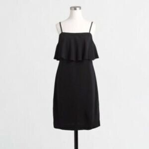 J Crew Factory Pebble Crepe Black Tiered Ruffle Tank Dress Size 4